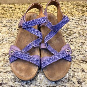 Taos Womens Trulie Purple Leather Woven Slingback Sandals Size 10 EU41 Cork